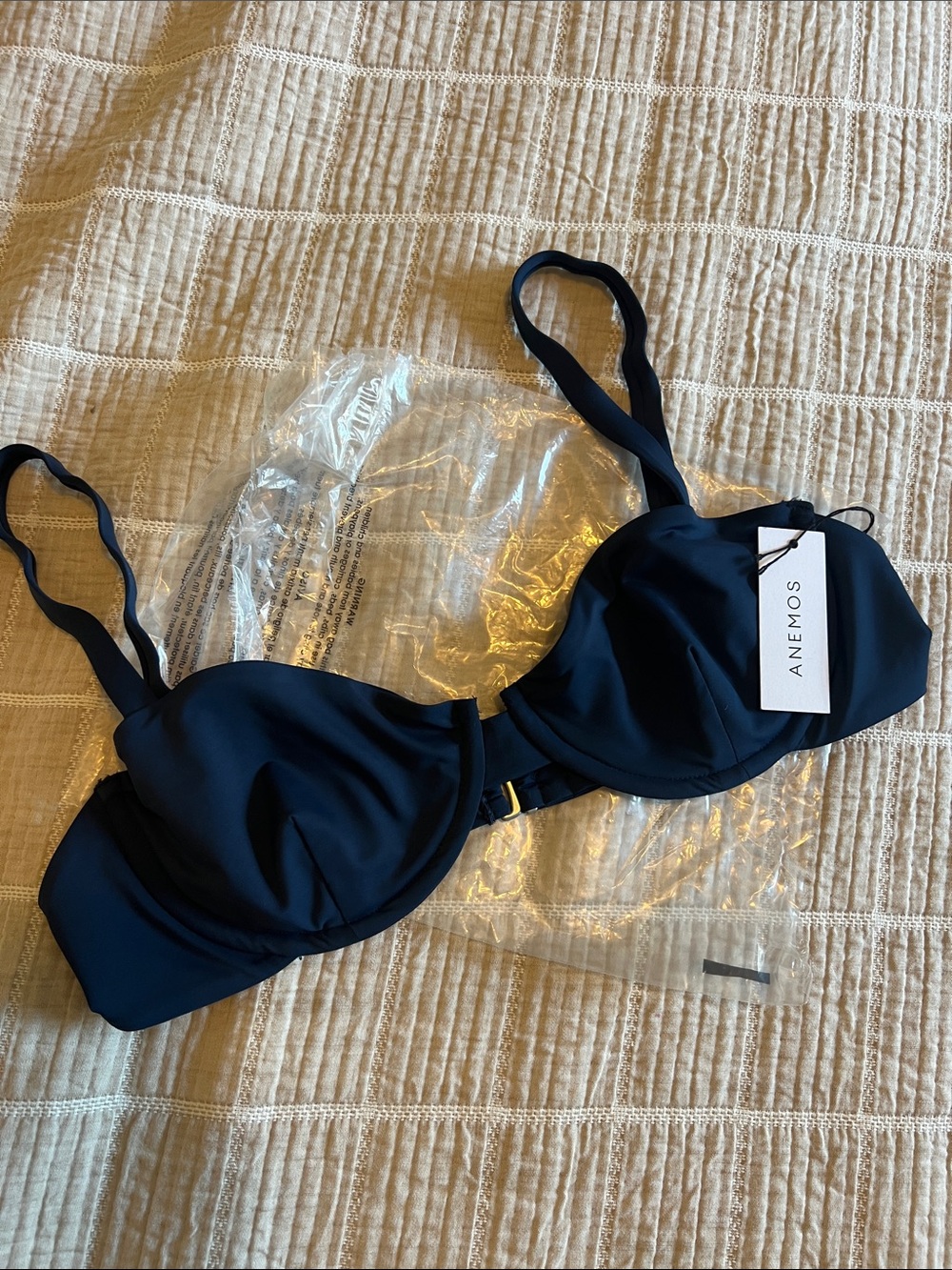 Anemos Navy Underwire Bikini Top with Adjustable Straps